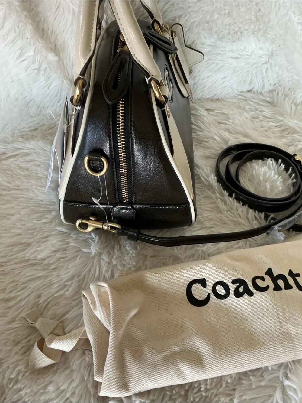 Coach Bowling Top Handle bag in Black and Cream